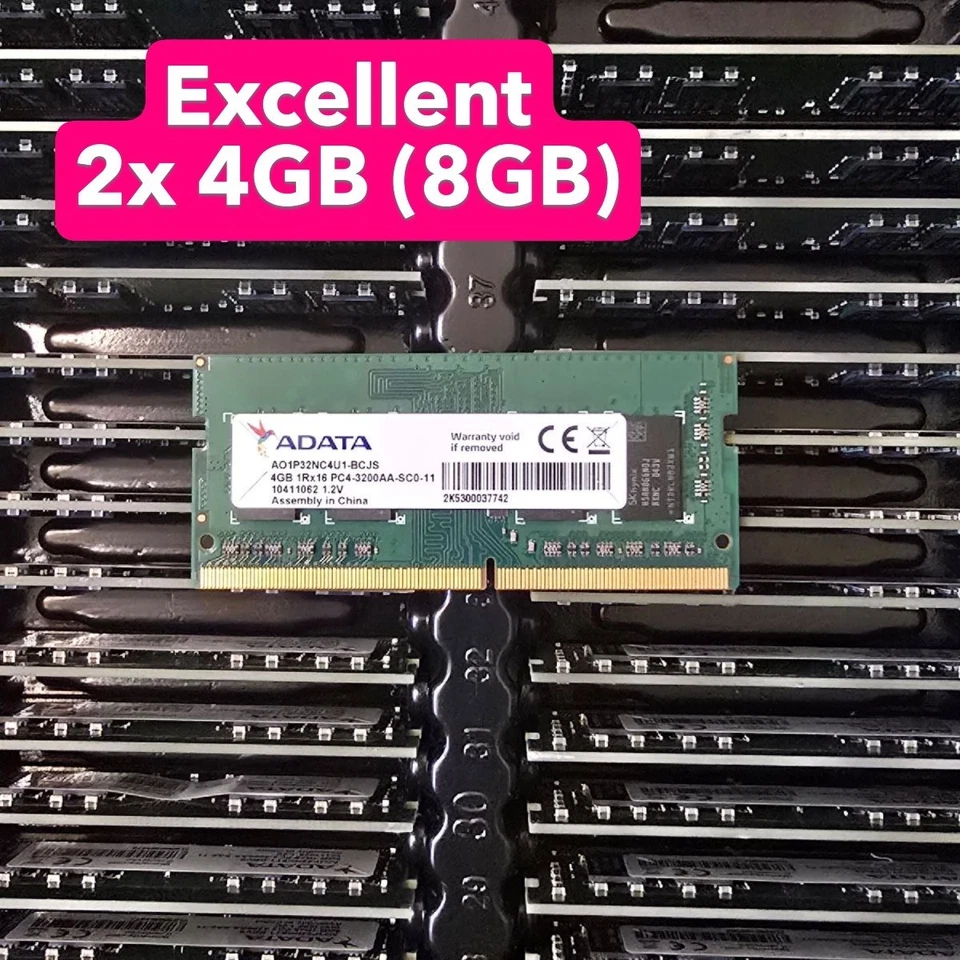 ADATA SODIMM 2x 4GB (8GB) DDR4 3200 PC4 AO1P32NC4U1-BCJS 1Rx16 Laptop RAM ✅ - Image 1 of 1