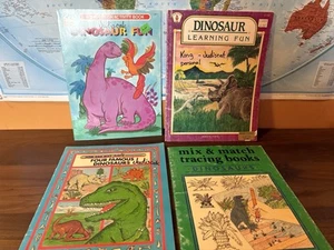 Vintage Dinosaurier Aktivitätsbücher 80er Jahre unmarkierte Seiten Posten von 4 - Bild 1 von 6