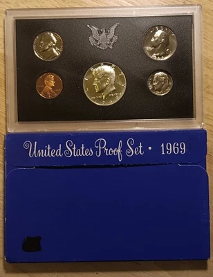 1969-S U.S. Mint Proof Set, 5Pc set, 40% Silver JFK Half Dollar, OGP. - Image 1 of 2