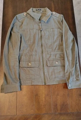 Chaqueta utilitaria Express verde militar para mujer bolsillos cuello falso manga larga talla XS Foto 1 de 4