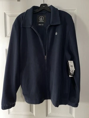 NWT  Volcom Navy Blue  Fleece Jacket W/zipper 2 Pockets SHANE ZIP - Image 1 of 4