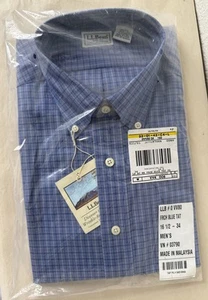 LL Bean knitterarmes blaues Button-Down Baumwollhemd für Herren Größe 16 1/2-34 NEU - Bild 1 von 5