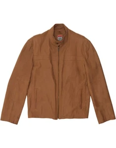 ROUTE 66 Mens Leather Jacket UK 42 XL Brown Leather RI10 - Picture 1 of 3