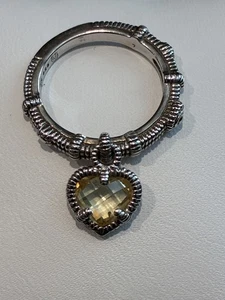 ^ Judith Ripka JR2 Sterlingsilber gelber Quarz Herz Hänger Kabel Ring Größe 7 - Bild 1 von 4
