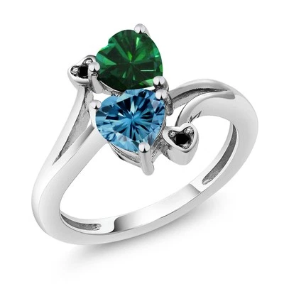 10K White Gold Ring Nano Emerald Persian Blue Moissanite (1.53 Cttw) - Image 1 of 3