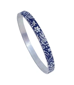 Vintage Etched Floral Silver Tone Bangle Bracelet - Picture 1 of 5