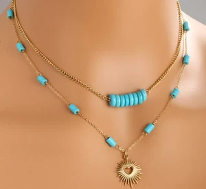 Heart Shape 304 Stainless Steel 18K Gold Plated Plating Layered Necklaces - Bild 1 von 2