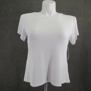 Sweet Romeo Shirt Womens XL White Ribbed Short Sleeve Stretch Tee Top New - Picture 1 of 14