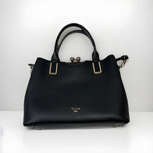 DUNE LONDON Black Women’s Hand Bag Purse & Gold Accents Multi Pocket GC - Picture 1 of 7