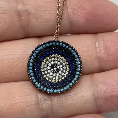 COLAR OLHO DO MAL BRANCO CZ PRATA ESTERLINA 925 PINGENTE DE PROTEÇÃO - Imagem 1 de 4