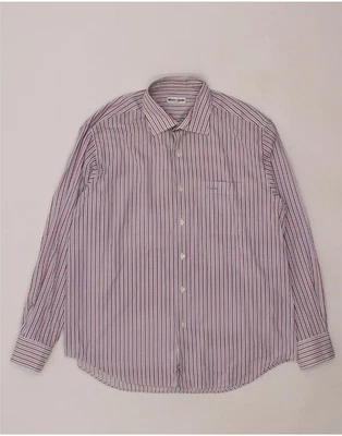 PIERRE CARDIN Mens Classic Fit Shirt UK 43 Large Purple Striped Cotton CG03 - Image 1 of 3