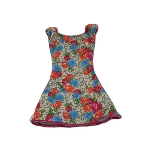 Barbie Puppenkleidung Strollin' Pups Blumen Strickkleid hellbraun orange blau - Bild 1 von 4