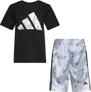 Adidas Little Boys 2 Piece Tee and Shorts Set Red Blue Black Size 4, 5, 6, 7 - Picture 1 of 8