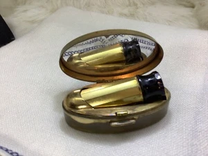Vintage MAX FACTOR MOP Brass Lipstick Compact W/ Color "Red on Red" LIPSTICK - Picture 1 of 9