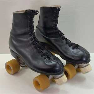 Roller Derby Pacer Black Leather High Skates Men’s 9 Lebeda Sprinter Wheels VTG - Picture 1 of 24
