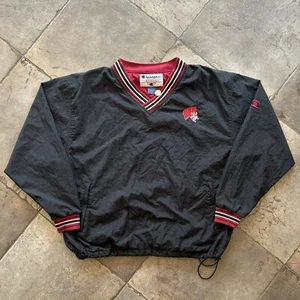 Vtg 90s Champion Wisconsin Badgers Jacket Mens XL Windbreaker Black Embroidered - Picture 1 of 8