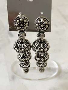 Neu Bollywood Silber Ohrringe Edel Party Hochzeit Mode Yoga Jumka Boho - Bild 1 von 4