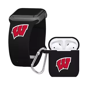 Wisconsin Badgers Cinturino Apple Watch e AirPods Gen 1 e 2 Custodia Combo - Foto 1 di 9