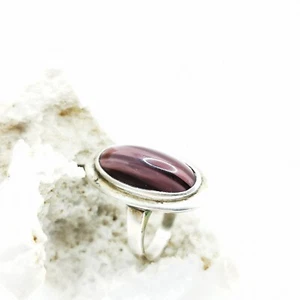 Heilstein Damenring Silber 925 Amethyst Edelstein Katzenauge - Bild 1 von 5