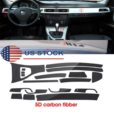 For 2005-12 BMW 3 Series E90 E92 E93 Interior Glossy Carbon Fiber Wrap Trim USA Foto 1 de 4