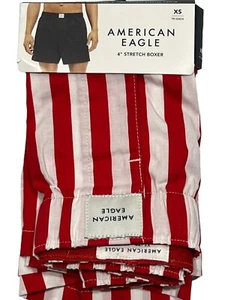 NUEVO CON ETIQUETAS AMERICAN EAGLE Boxer Elástico Talla XS-S-L-XL Rojo Blanco Rayas #32 - Imagen 1 de 3