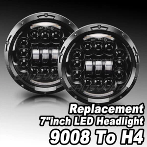 A PAIR LED BLACK Headlights RHD E MARKED 7" H4 for Land Rover Defender 90 110 - Picture 1 of 16