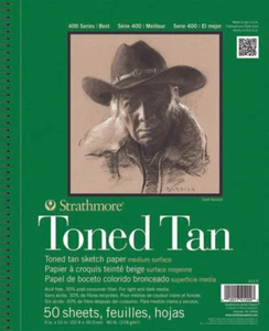 Strathmore 400 Series Toned Tan Sketch Pad, 9"x12"" 50 Sheets Wired Bound - Picture 1 of 1