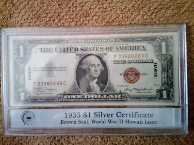 1935 SERIES A $1 ONE DOLLAR SILVER CERTIFICATE BANKNOTE, GEMU, HAWAII-ISSUED - Image 1 of 4