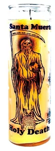 CANDLE HOLY DEATH YELLOW - SANTA MUERTE AMARILLA UNSCENTED -BURNS 120 HOURS - Picture 1 of 1