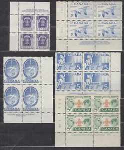 1955 #352 - #356 4¢ & 5¢ COMMEMORATIVE ISSUES 5 PLATE BLOCKS F-VF - Picture 1 of 7
