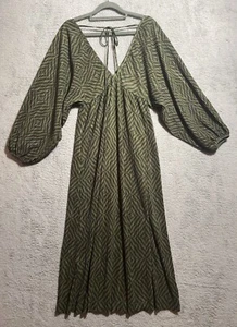 ZARA Damen Kleid Größe 5 Grün Boho Geometrisches Muster Cottagecore - Bild 1 von 9