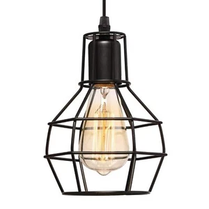Industrial Pendant Light Black Metal Wire Cage Hanging Light Fixture For Kitchen - Picture 1 of 7