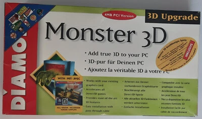 Diamond Monster 3D PCI Grafikbeschleuniger (3dfx Voodoo, 4MB, retro, OVP, 1998) - Bild 1 von 4