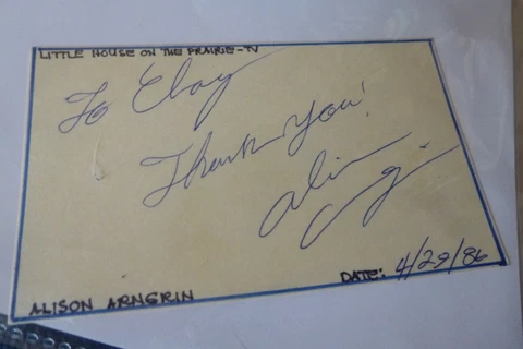 The Little House On The Prairie ALISON ARNGRIM hand signed card Cover
