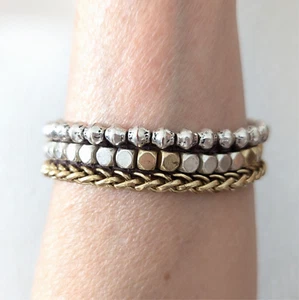 Lucky Brand Bangle Bracelet Wheat Chain Two Tone Southwestern Signed Jewelry - Picture 1 of 5