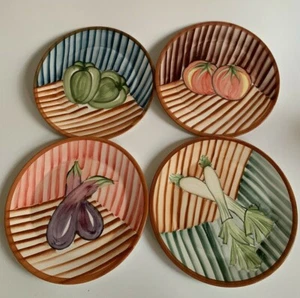 A. SANTOS PORTUGAL DINNER PLATES VEGETABLES Eggplant, Tomatoes, Pepper Set Of 4 - Picture 1 of 8