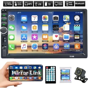 7" Double 2 DIN Car Stereo Radio MP5 Touch Screen Bluetooth FM USB + Rear Camera - Picture 1 of 12