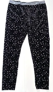 Victorias Secret Black Velvet Silver Snowflakes Leggings XL Whimsigoth Fairy - Picture 1 of 6