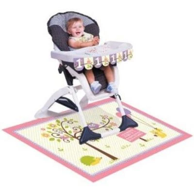 Happy Woodland Girl Highchair Decoration Kit Girls 1st Birthday Decorations - Image 1 of 2
