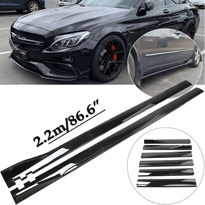 86.6'' Gloss Black Side Skirts Extention Body Kit For Mercedes Benz W205 W204 Foto 1 de 4
