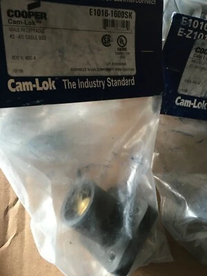 8 x Crouse Hinds E1016 MALE BLACK CAM-LOK  RECEPTACLE  NEW  COOPER  SEALED BAG - Image 1 of 2