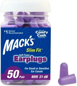 Slim Fit Soft Foam Earplugs50 Pair Small Ear Plugs for Sleeping Snoring - Picture 1 of 8