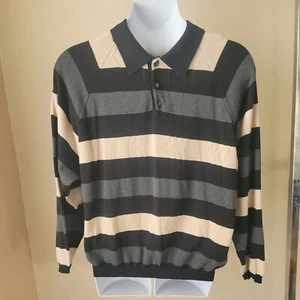 Vintage LE COLLEZIONI STRUCTURE Mens Sweater Large Cotton Stripes - Picture 1 of 11