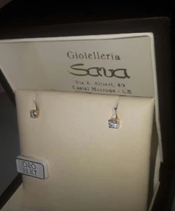 Orecchini punti luce con zirconi incastonati in oro giallo 750 18 kt NUOVI - Foto 1 di 5