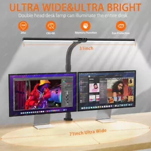 LED Dimmable Light Lamp Dual Desk Light Source with Light Clamp Eye-Care Hf Desk - Picture 1 of 14