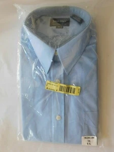 VINTAGE John Blair Mens Blue BUTTON DRESS SHIRT Long SLEEVE NOS Size 16 - Picture 1 of 3