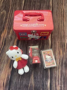Caja/lonchera de hojalata Sanrio Hello Kitty, 1992 tarjetas de peluche mini Gumball NUEVO - Imagen 1 de 16