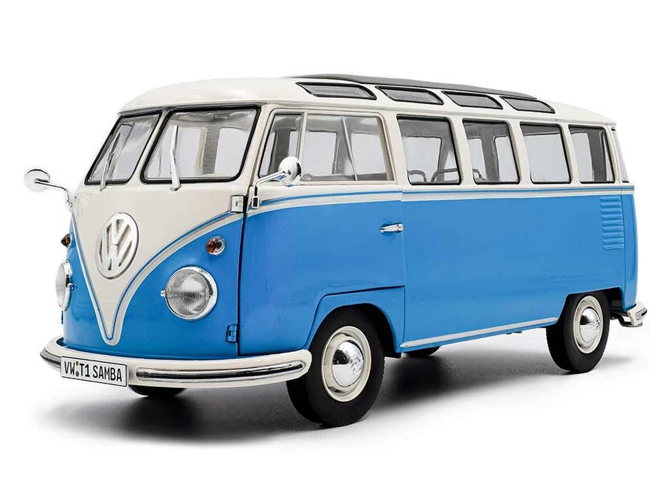 Volkswagen VW T1 Bus Samba Modellino 1 18 Solido Blu Nuovo S1813401