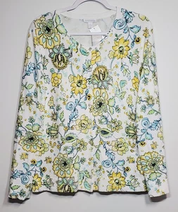 Suéter cárdigan floral Charter Club XL blanco amarillo azul verde y negro para mujer - Imagen 1 de 9