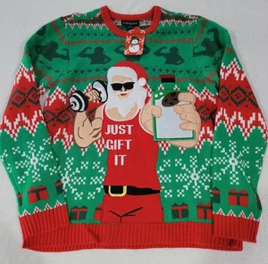 Blizzard Bay Men’s Medium Ugly Christmas Sweater “Just Gift It” Chest Pocket NWT - Picture 1 of 4